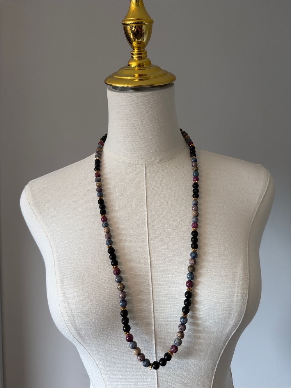 Multi-Color speckled Stone Beaded Necklace